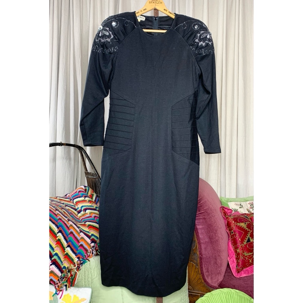 80s Knit Dress with Butterfly Embroidery